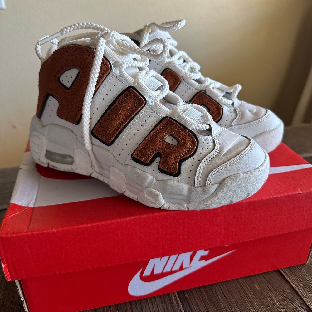 Nike Air More Uptempo '96 rubber-trimmed suede and leather sneakers
